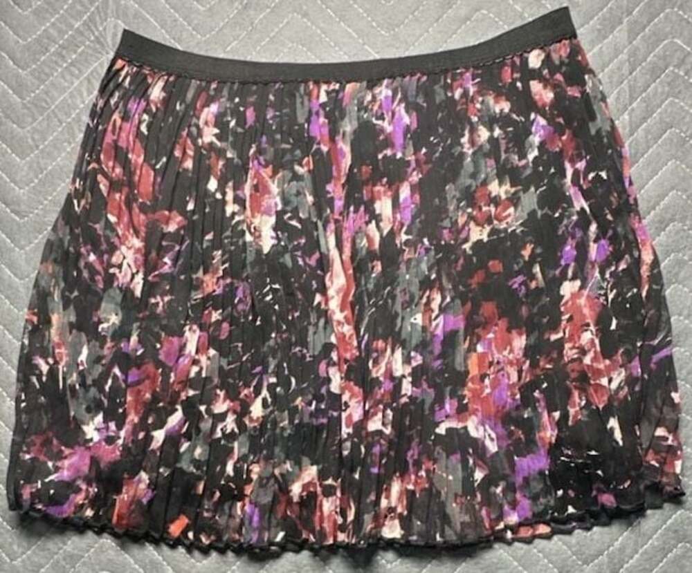 Joe Benbasset Abstract Floral Pleated Mini Skirt Small